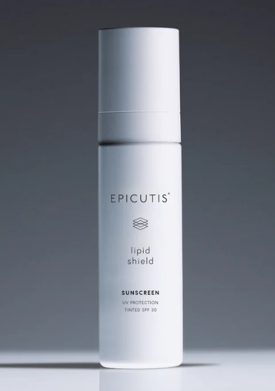Epicutis sunscreen bottle on a gray background