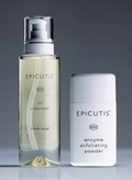 Cleansing essentials set from Epicutis on a gray background