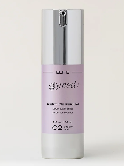 Glymed Elite Peptide Serum bottle on a white background